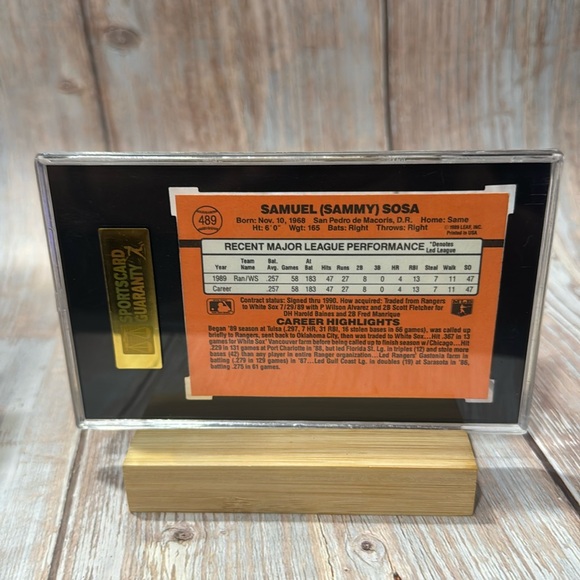 1990 Donruss #489 Sammy Sosa Rookie SGC Card 96 Mint 9 Baseball Card Item #ME331 - Picture 3 of 3